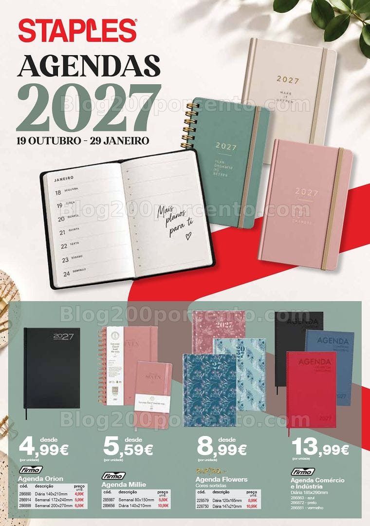 Antevisão Folheto STAPLES Agendas Promoções de 19 outubro a 29 janeiro
